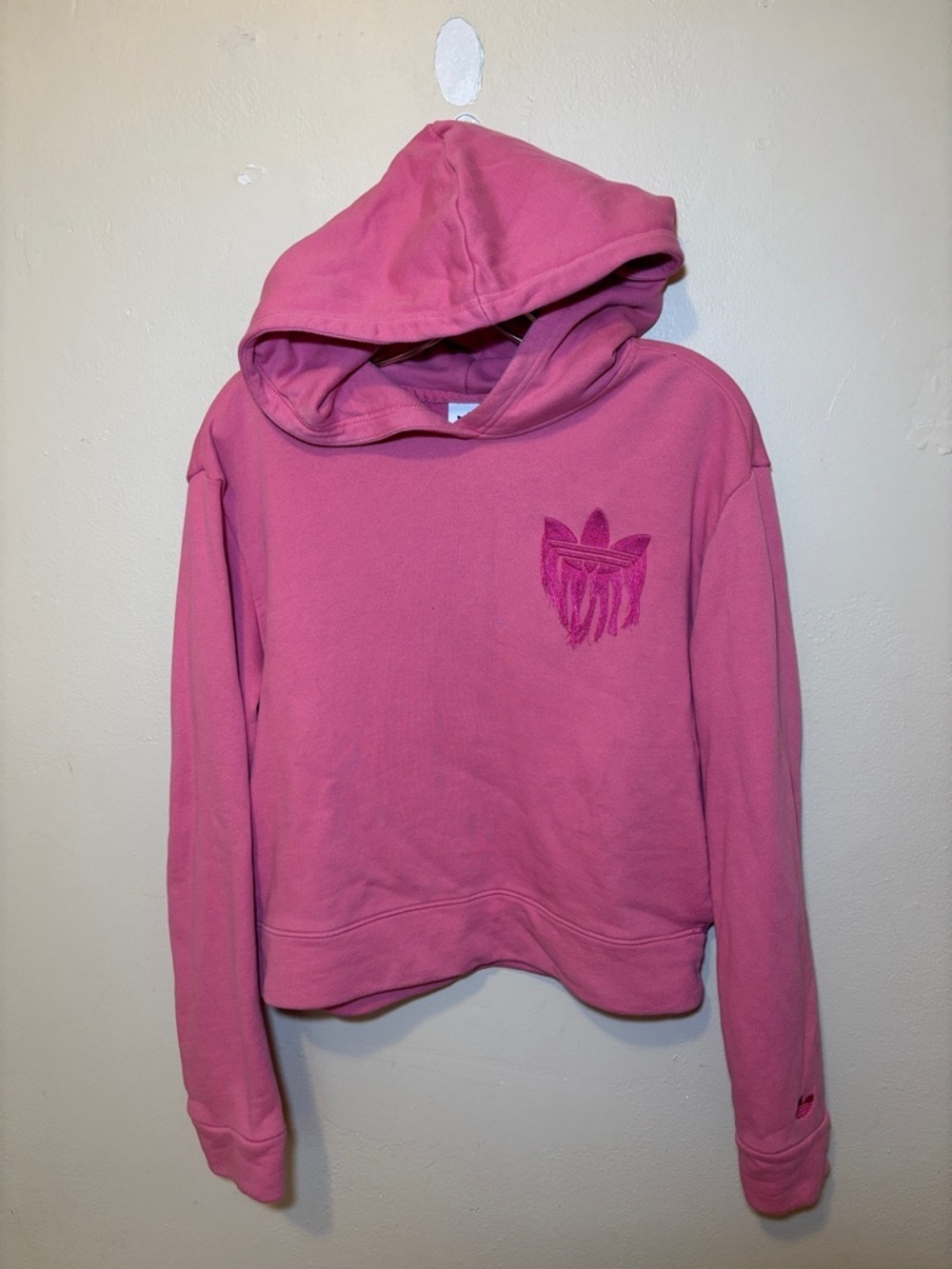 adidas Pink Hooded Sweatshirt with Trefoil Embroidery